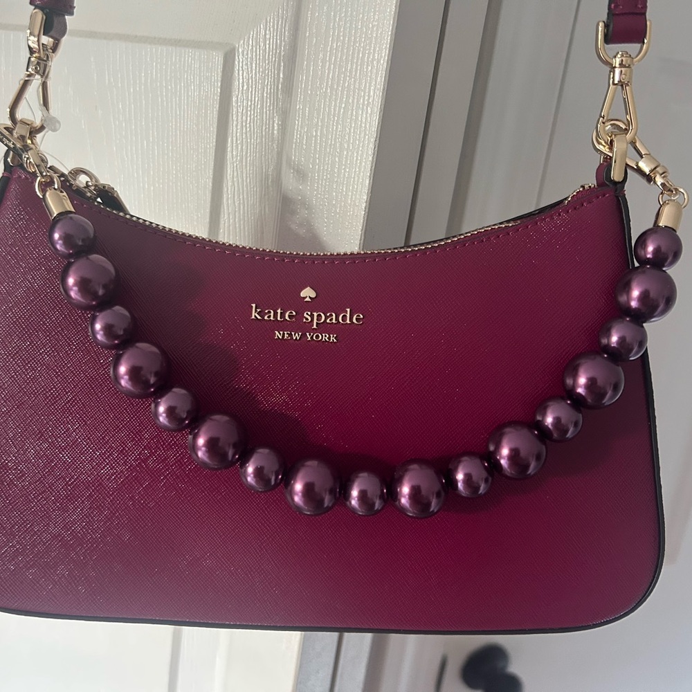 Kate Spade Convertible Crossbody Faux Pearl- Dark Raspberry